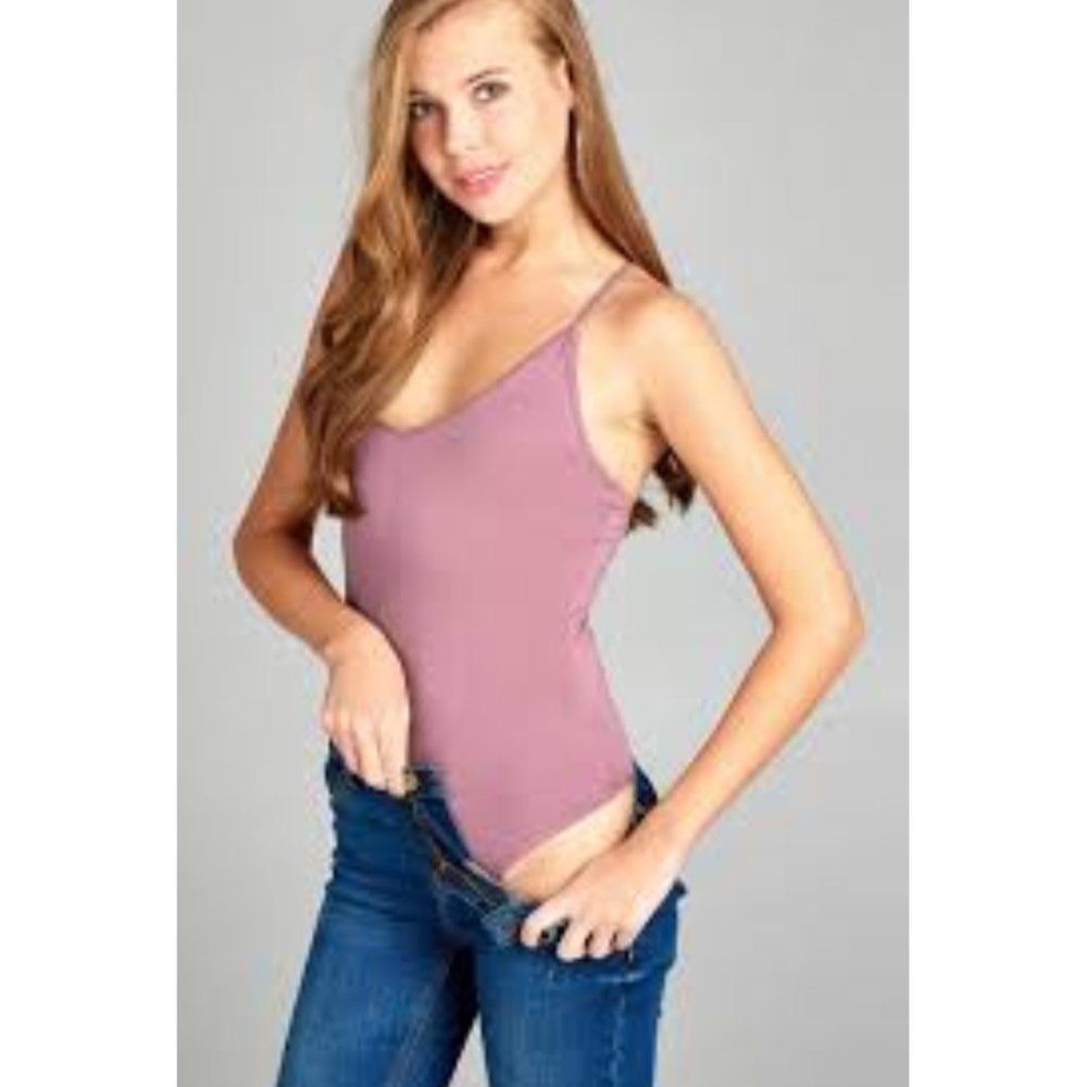 NWT Cross Strap Cami Bodysuit Spaghetti Straps Scoop Neck Size Small